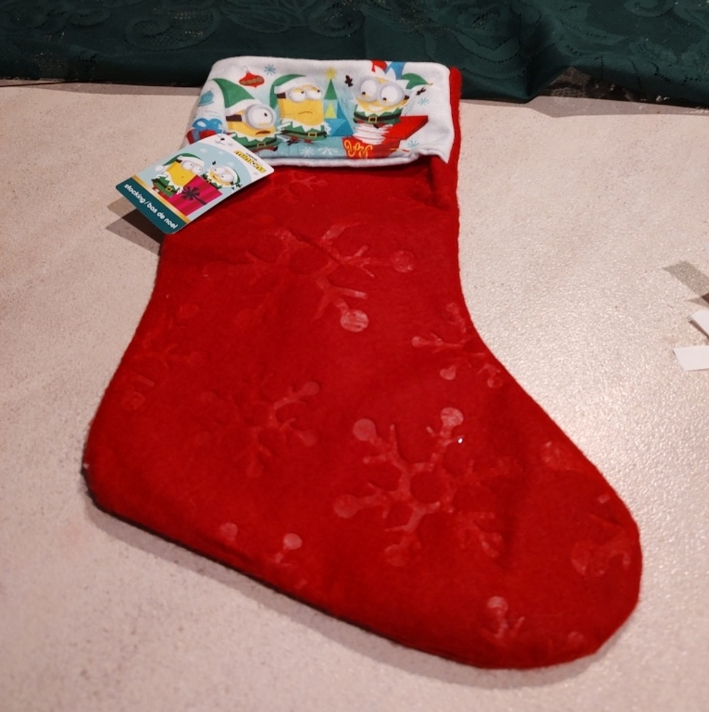 Minions red flannel imprint sticking new with tag